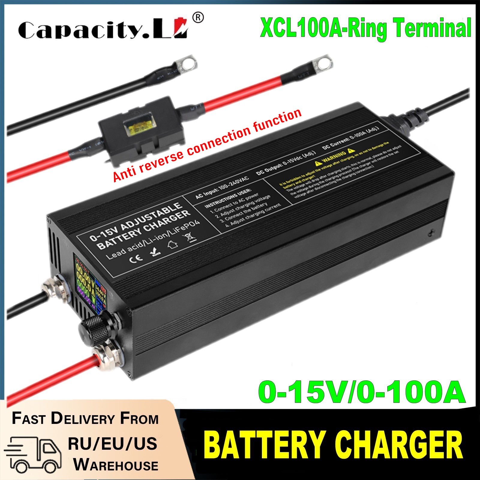 60A100A CC CV Adjustable Batte - 84V 20A Smart Charger recension och pris