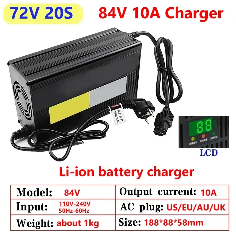 10A 48V 60V 72V Lithium Batter - 84V 20A Smart Charger recension och pris